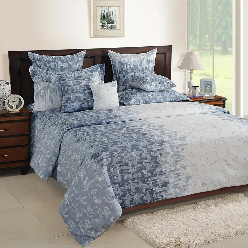 Swayam Zinnia Grey Abstract Cotton Single Bed sheet