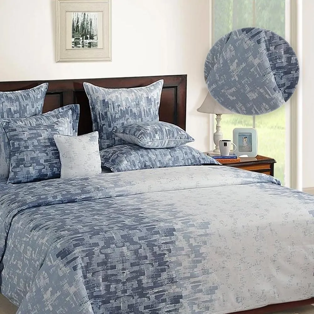 Swayam Zinnia Grey Abstract Cotton Single Bed sheet