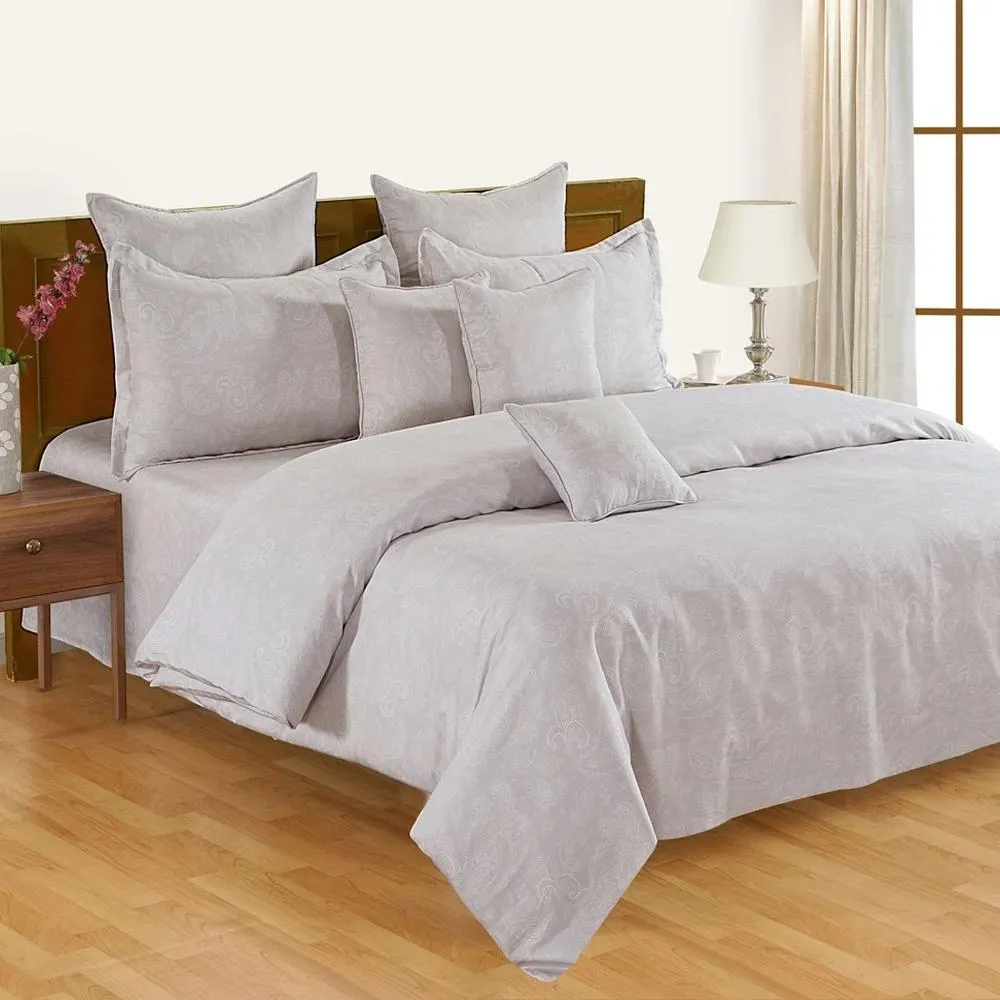 Swayam Zinnia Grey Ethnic Cotton Double Bedsheet Double Bedsheet