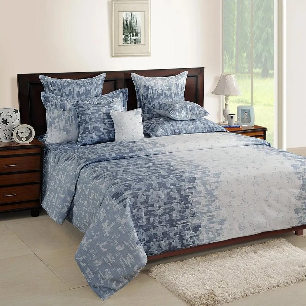 Swayam Zinnia Grey Floral Printed Double Bed Set of 4