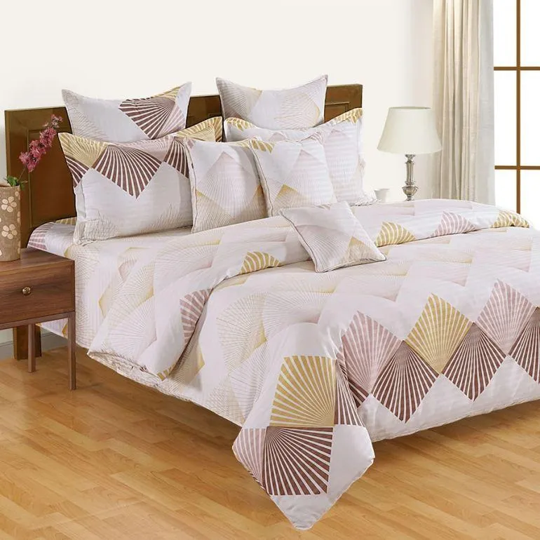 Swayam Zinnia Off White & Burgundy Geometric Cotton Double Bedsheet Double Bedsheet