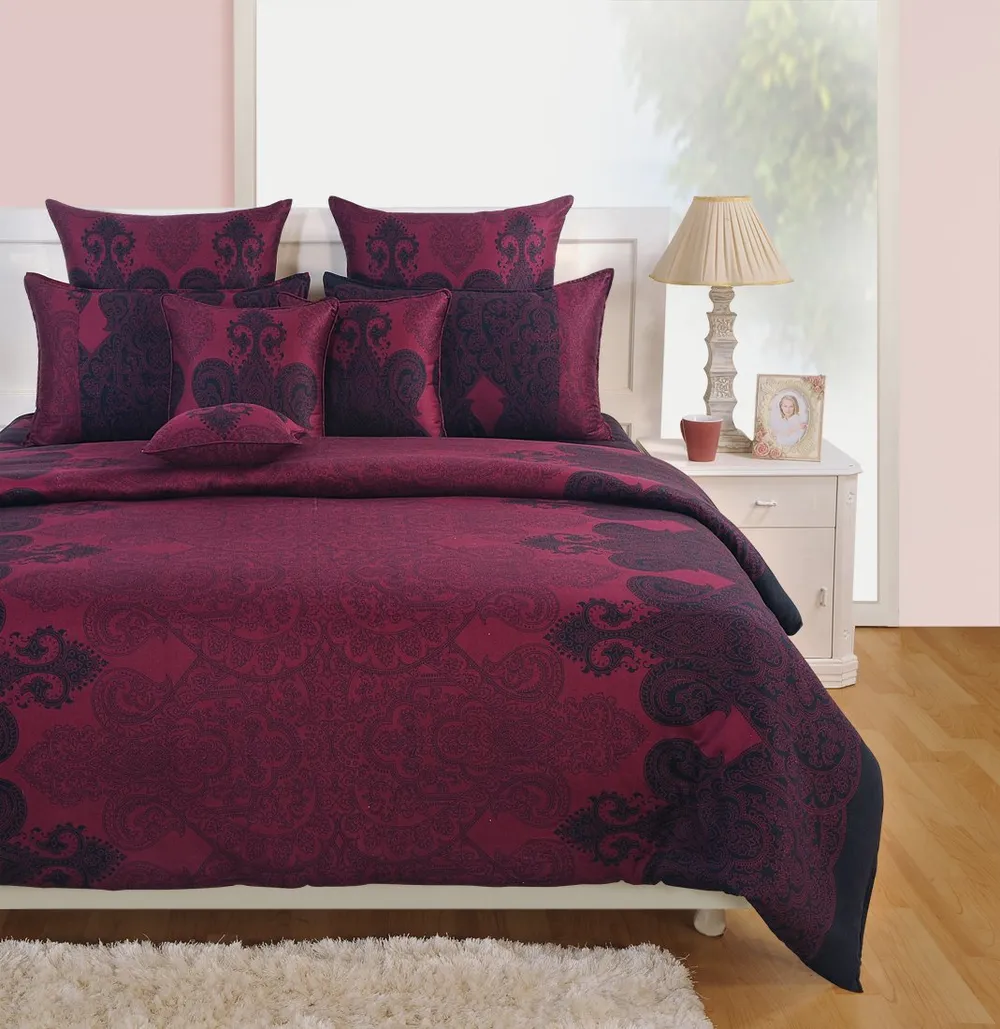 Swayam Zinnia Pink & Blue Motifs Cotton Extra Large Double Bed Sheet