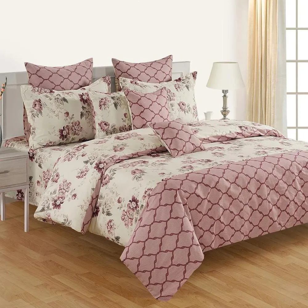 Swayam Zinnia Pink Floral Cotton Single Bedsheet