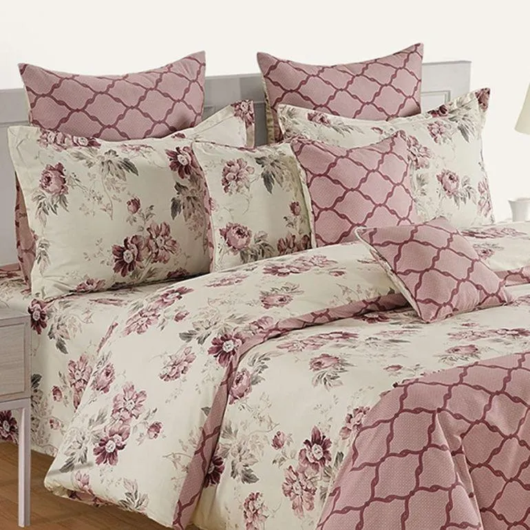 Swayam Zinnia Pink Floral Cotton Single Bedsheet