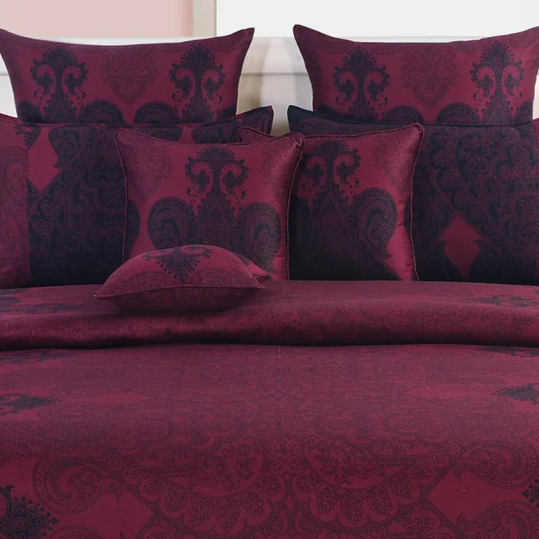 Swayam Zinnia Wine Colored Motif Printed Double Bed Set of 4