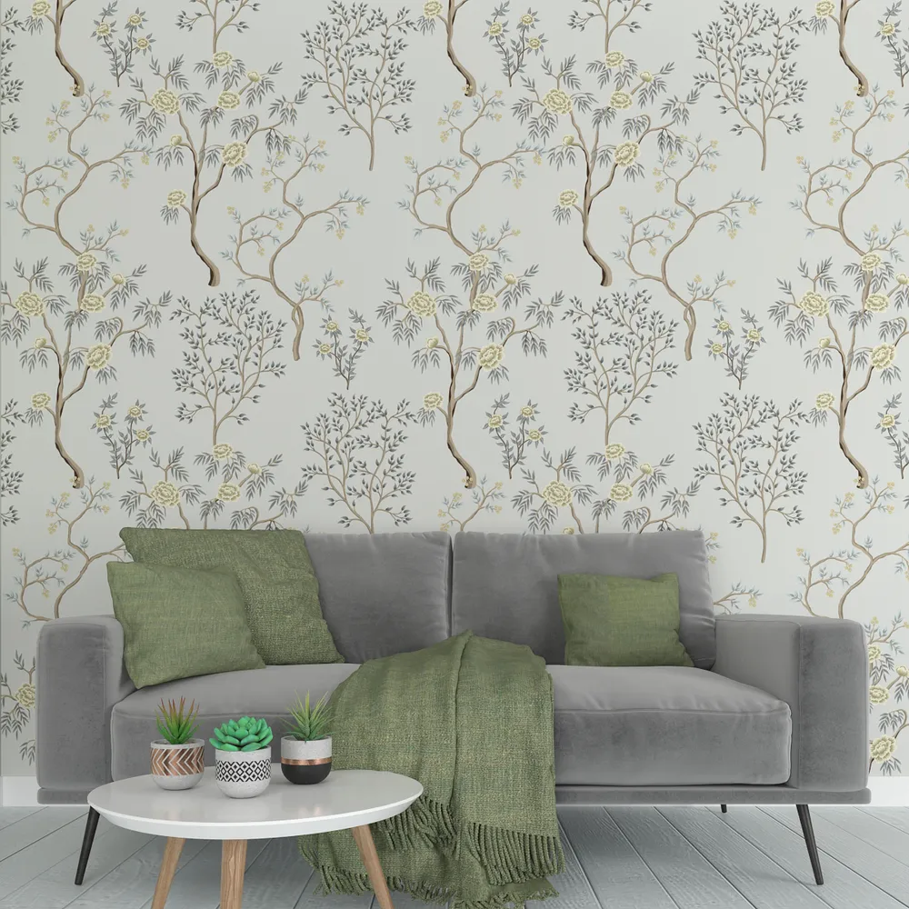 Swaying Branches Light Green Premium Quality Wallpaper