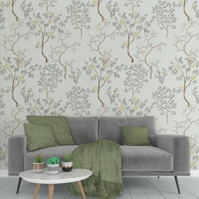 Swaying Branches Light Green Premium Quality Wallpaper