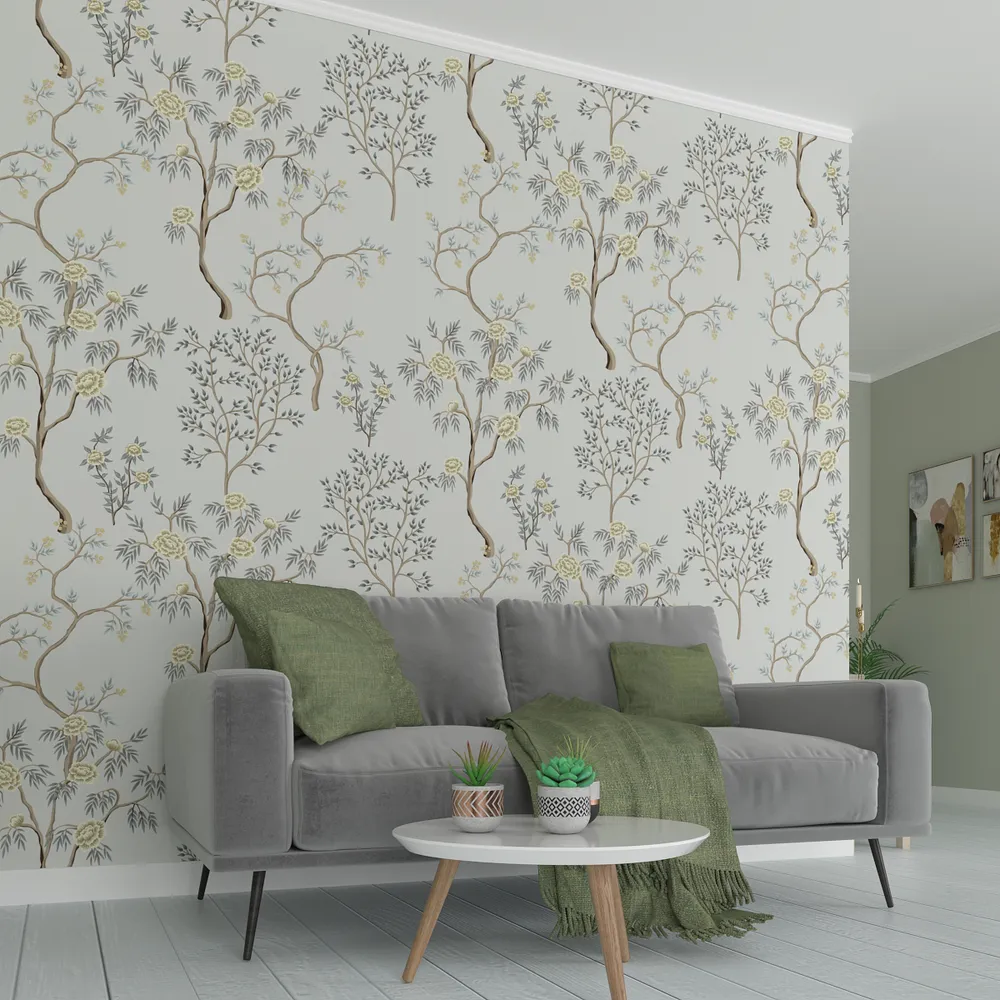 Swaying Branches Light Green Premium Quality Wallpaper