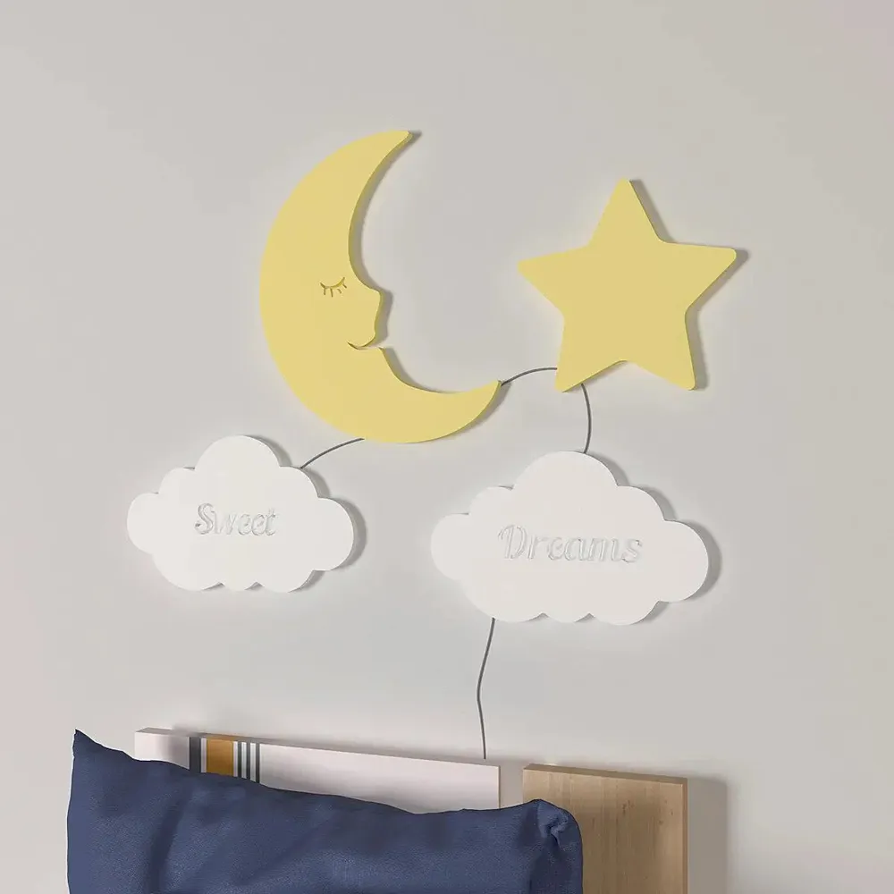 Sweet Dreams Moon & Star Backlit Wooden Wall Décor