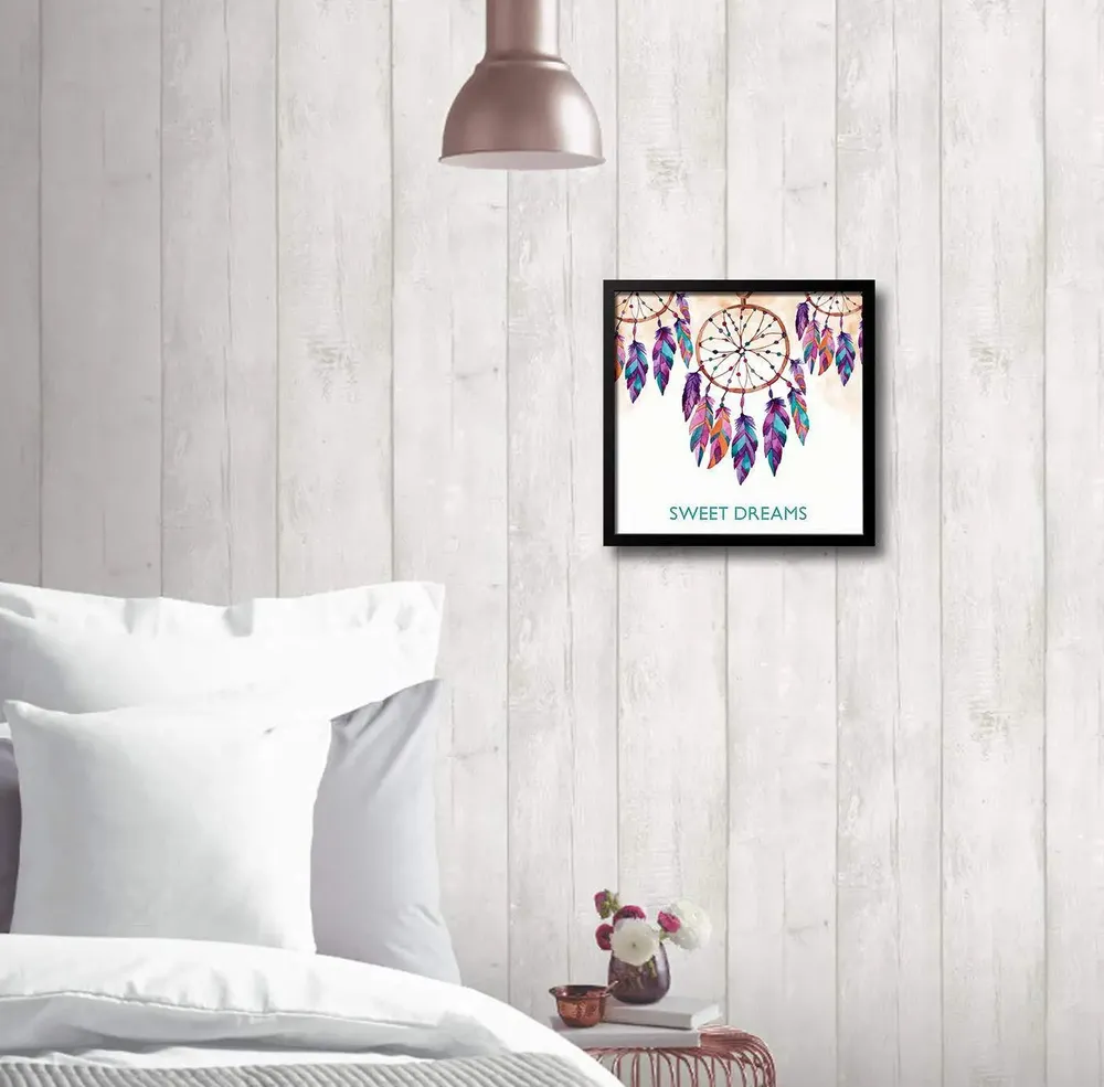 Sweet Dreams Quote Dream Catcher Wall Painting in Black Frame