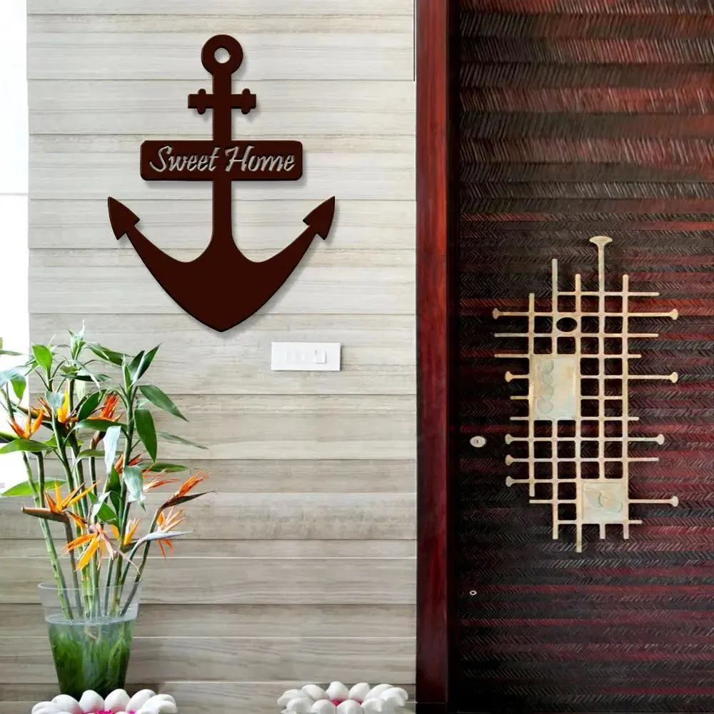 Sweet Home With Ship Anchor Design Wooden Wall Hanging, Wooden Wall Decoration Medium(18 inch X 13inch)