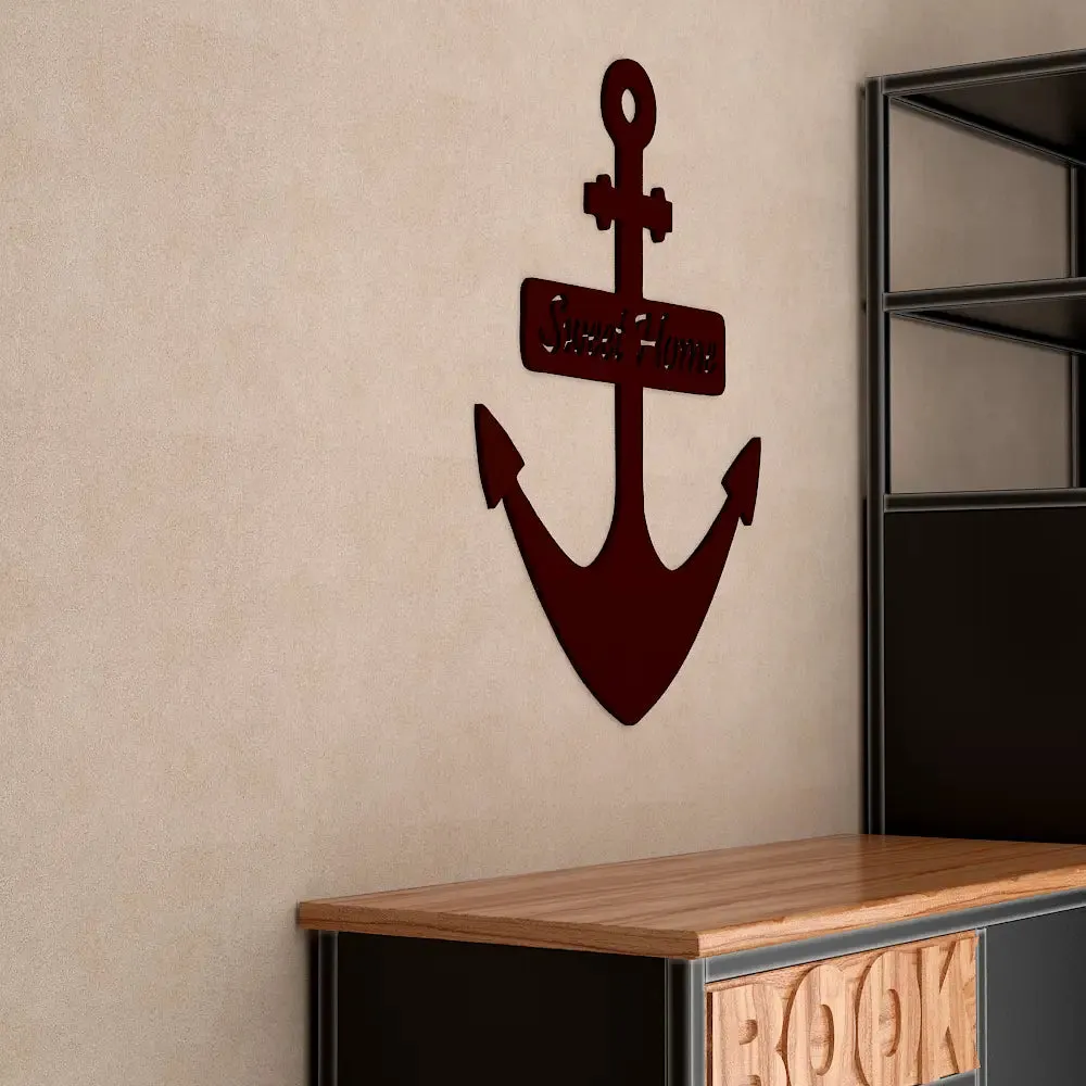 Sweet Home With Ship Anchor Design Wooden Wall Hanging, Wooden Wall Decoration Medium(18 inch X 13inch)