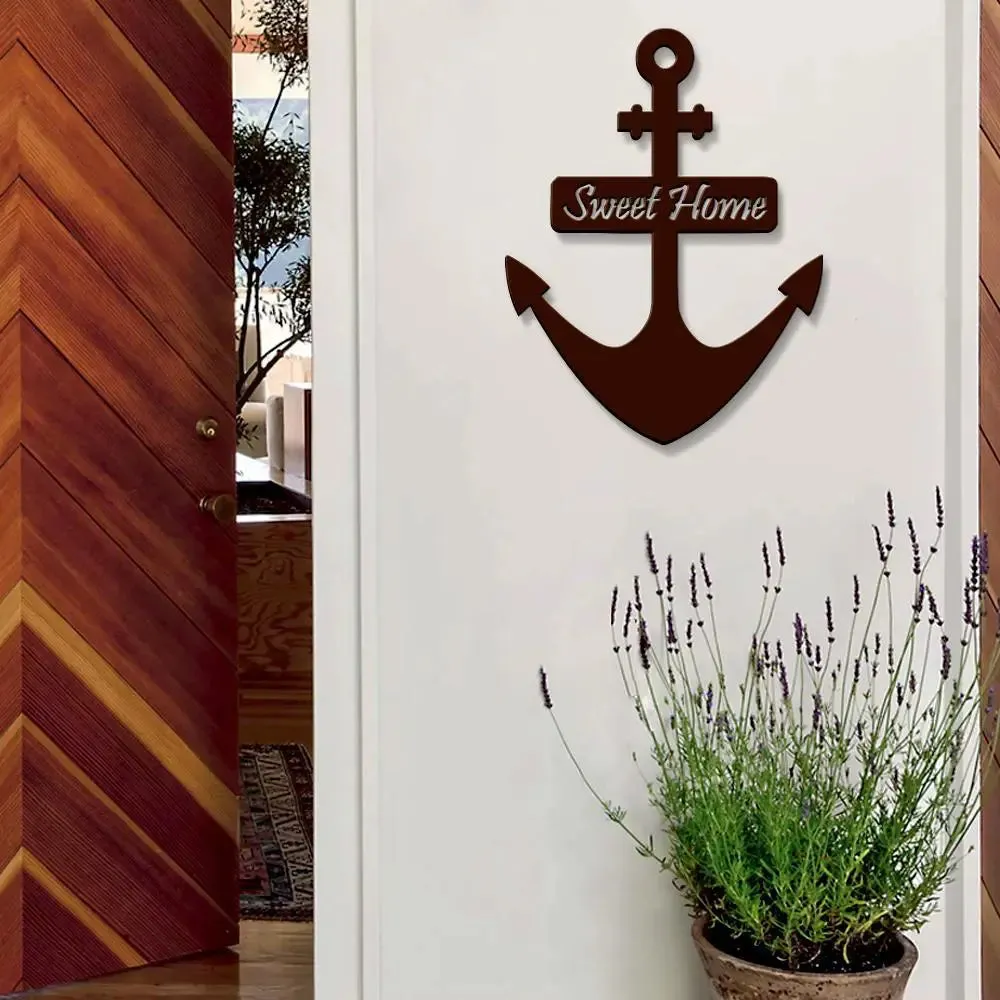 Sweet Home With Ship Anchor Design Wooden Wall Hanging, Wooden Wall Decoration Medium(18 inch X 13inch)