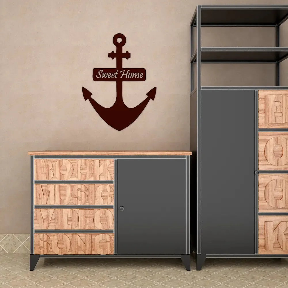 Sweet Home With Ship Anchor Design Wooden Wall Hanging, Wooden Wall Decoration Medium(18 inch X 13inch)