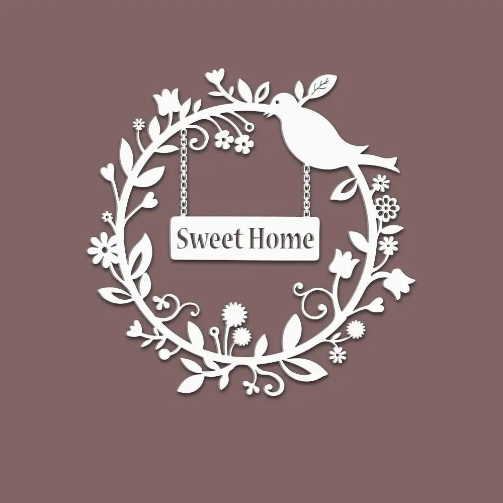 Sweet Home With Vine or Bird Design Wooden Wall Hanging Medium(18 inch X 18 inch)