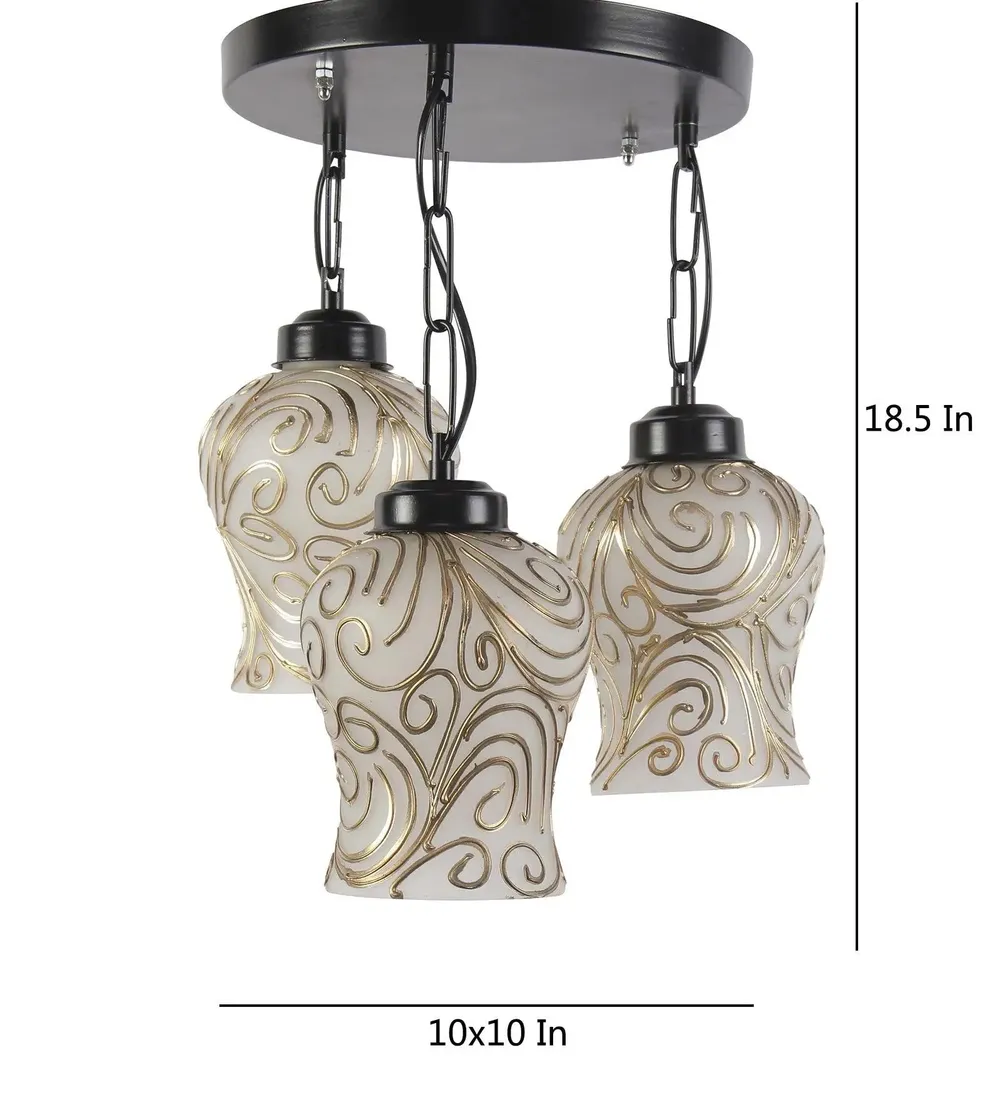Swirl Pattern Mosaic Cluster Hanging Lamp
