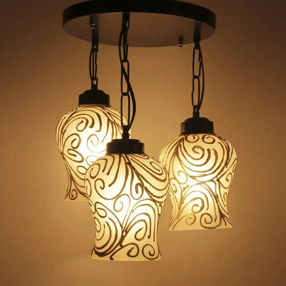 Swirl Pattern Mosaic Cluster Hanging Lamp