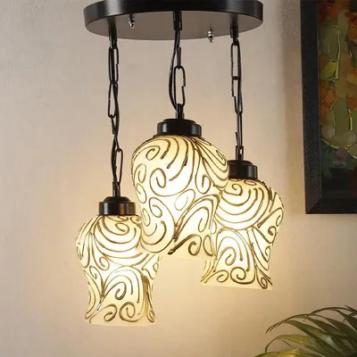 Swirl Pattern Mosaic Cluster Hanging Lamp