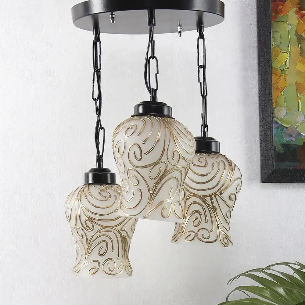 Swirl Pattern Mosaic Cluster Hanging Lamp