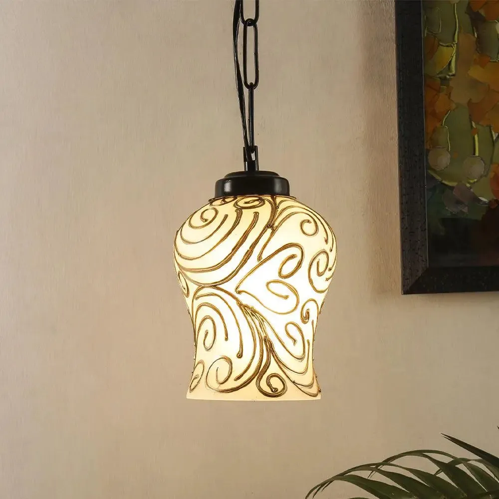 Swirl Pattern Mosaic Hanging Lamp