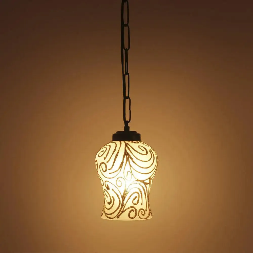 Swirl Pattern Mosaic Hanging Lamp