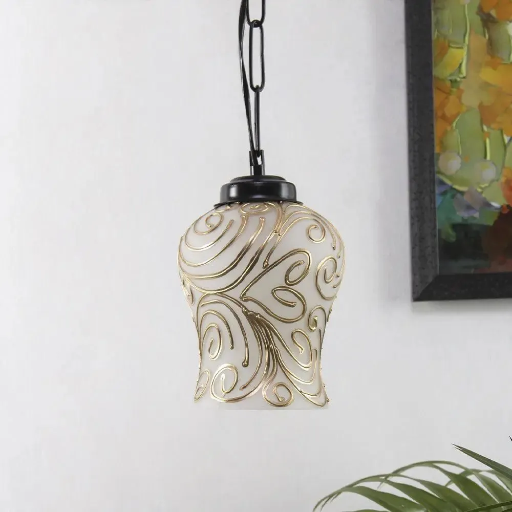 Swirl Pattern Mosaic Hanging Lamp