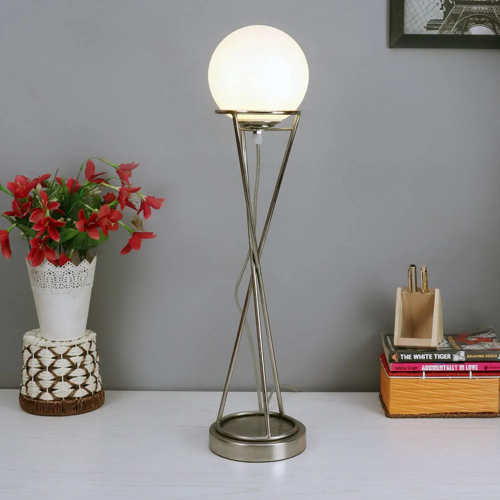 "Sybil's Orb" Silver Table Lamp in Pewter Finish