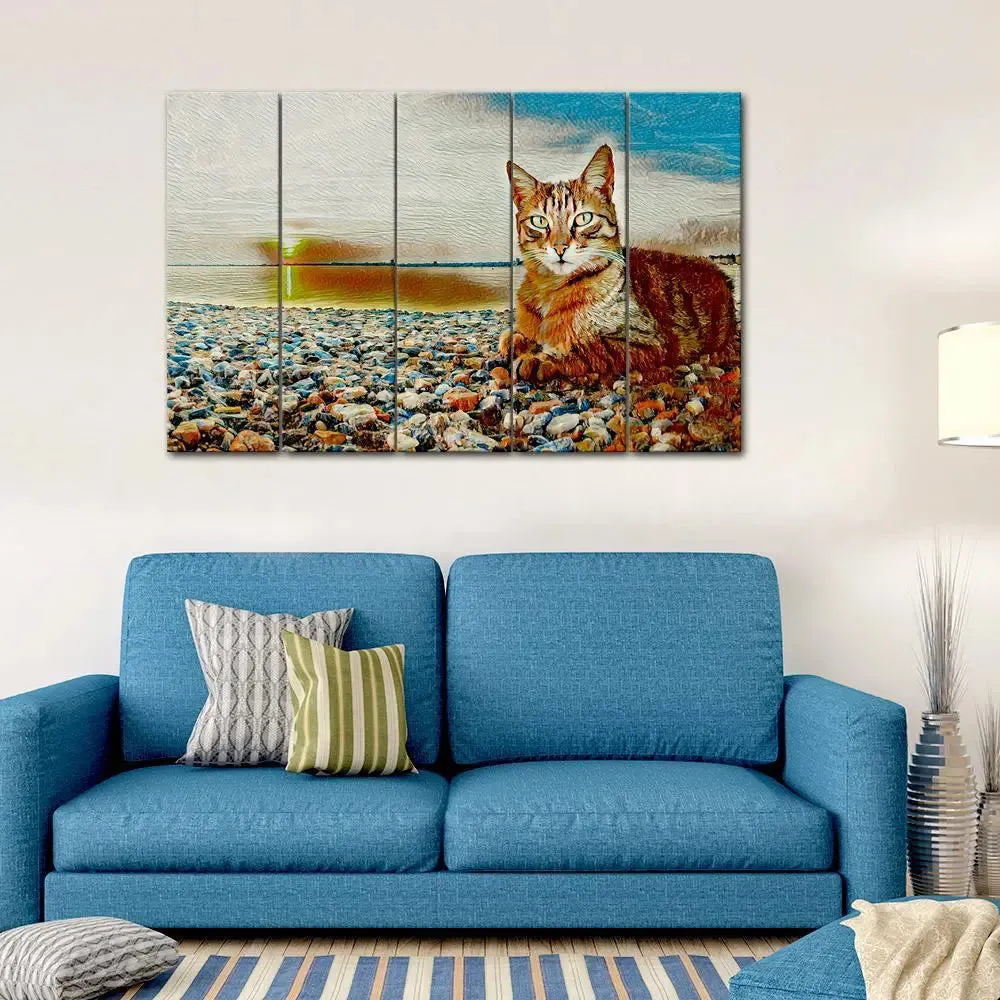 Tabby Cat Canvas Wall Painting