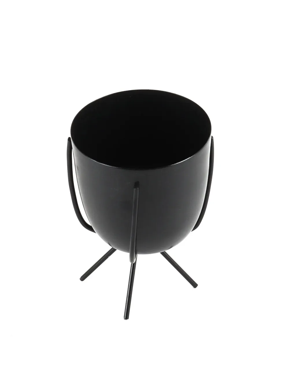 Table Top Black Metal Planter With Stand Set Of 2