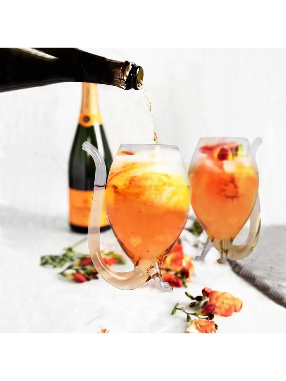 Tail Straw Sip Bubble Cocktail Glass Single Piece