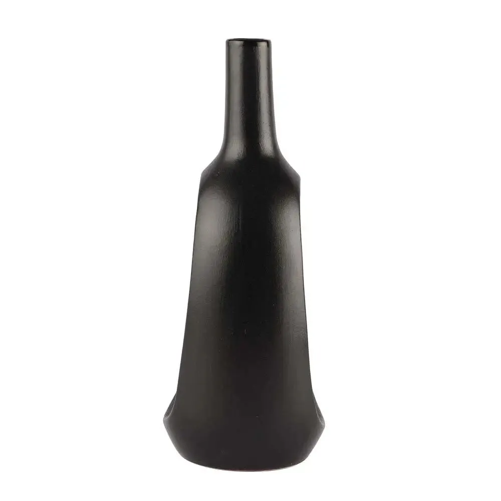 Tall Nordic Motif Black Decorative Ceramic Flower Vase Single Piece