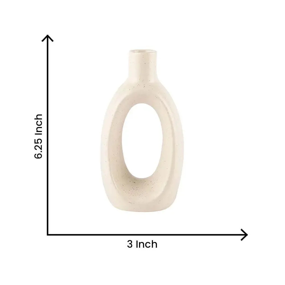 Tall Nordic Motif Off White Decorative Ceramic Flower Vase Set Of 2