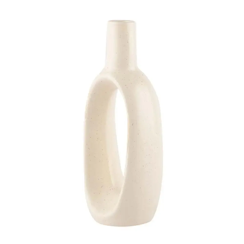 Tall Nordic Motif White Decorative Ceramic Flower Vase Single Piece