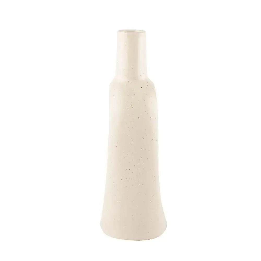 Tall Nordic Motif White Decorative Ceramic Flower Vase Single Piece