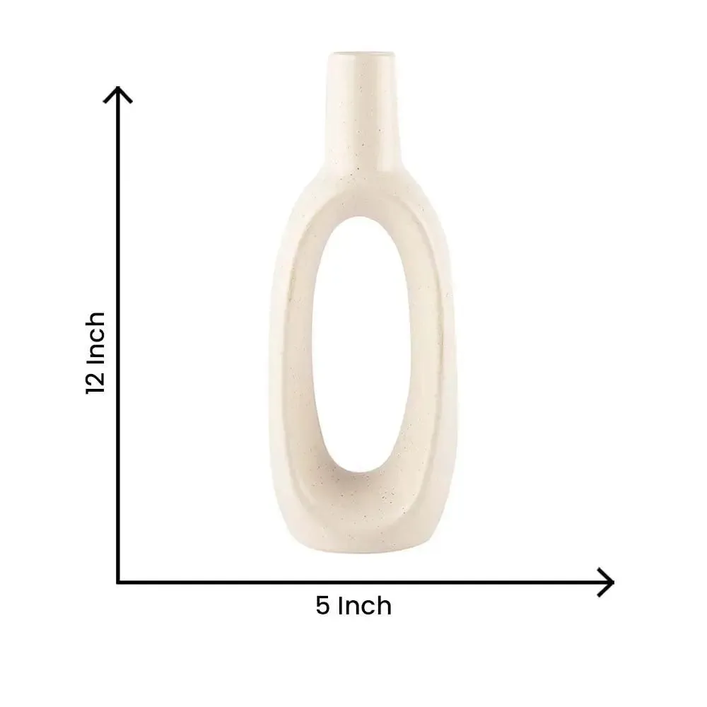 Tall Nordic Motif White Decorative Ceramic Flower Vase Single Piece