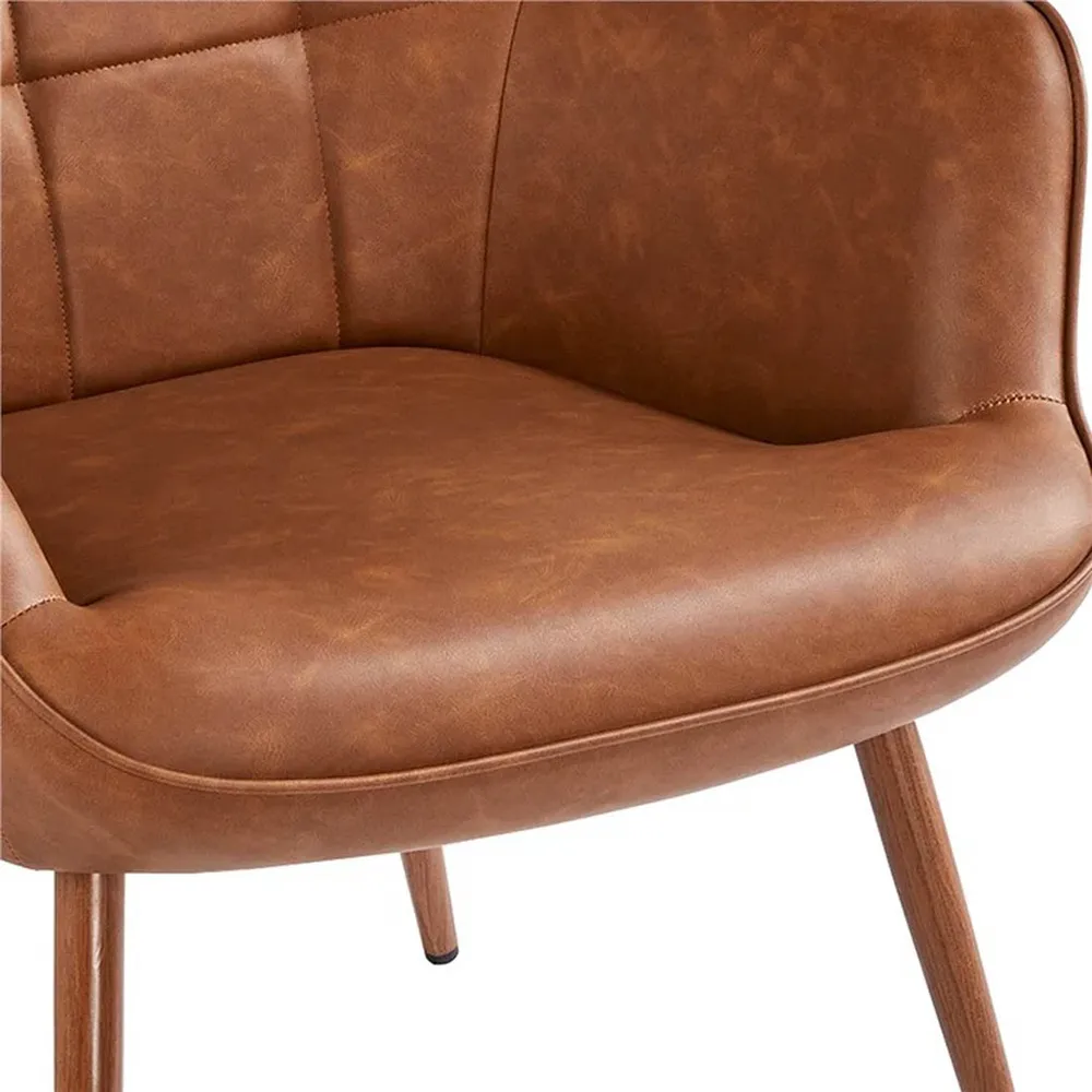 Tan Leatherette Luxurious Accent Chair Single Piece