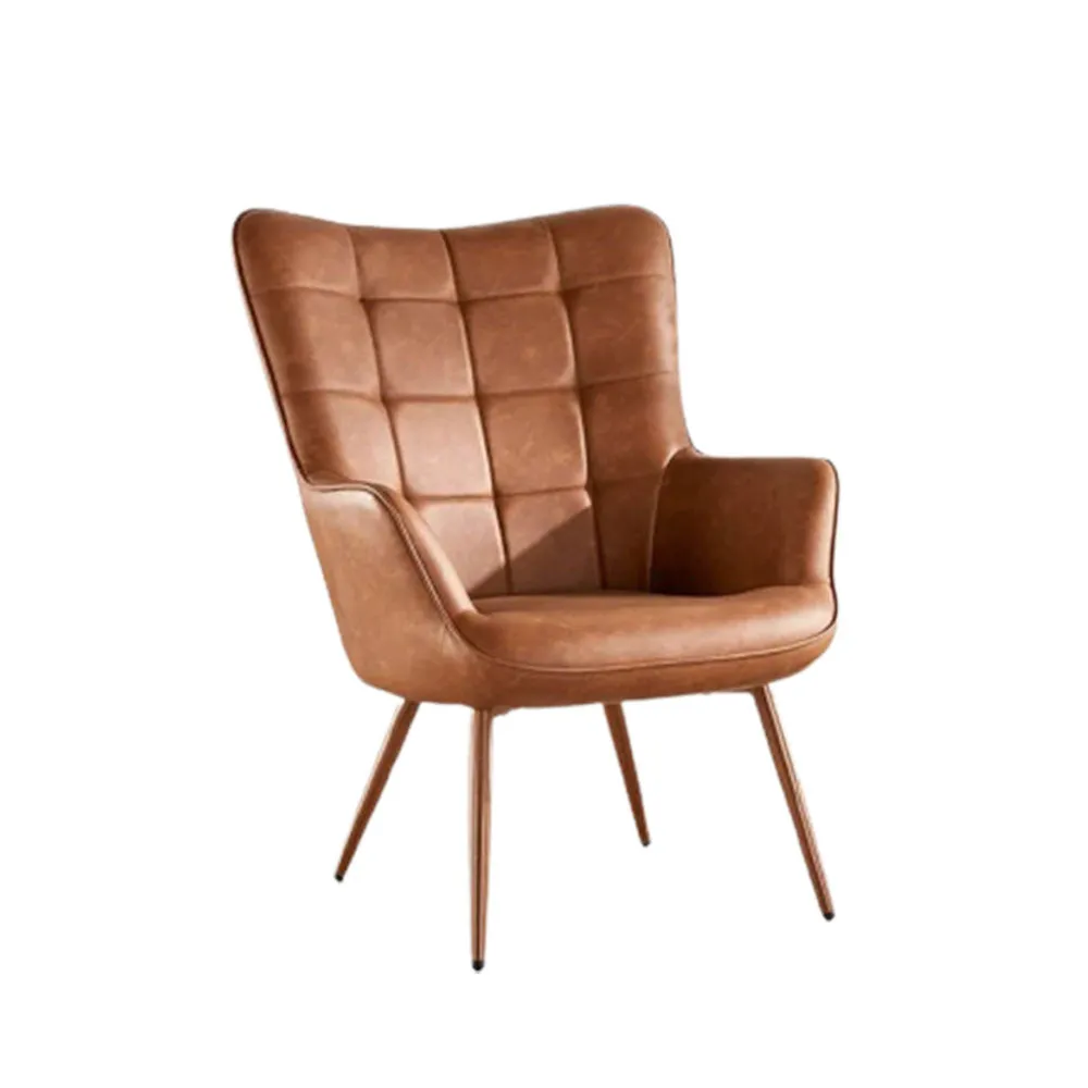 Tan Leatherette Luxurious Accent Chair Single Piece