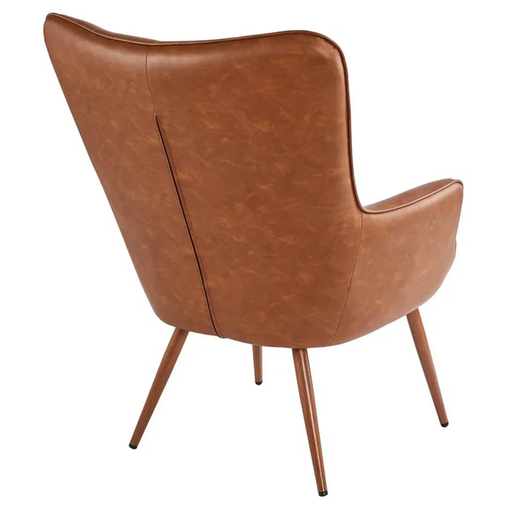 Tan Leatherette Luxurious Accent Chair Single Piece