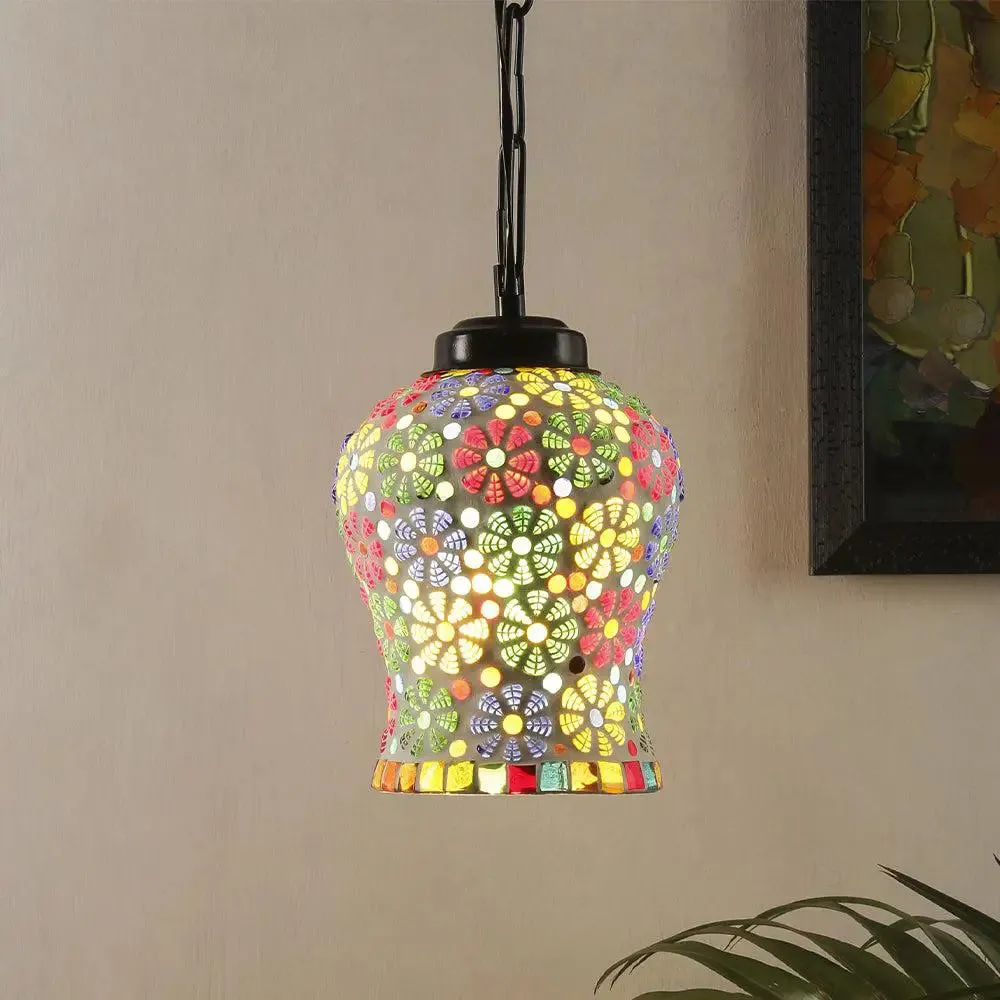 Tasteful Multicolor Mosaic Glass Hanging Light