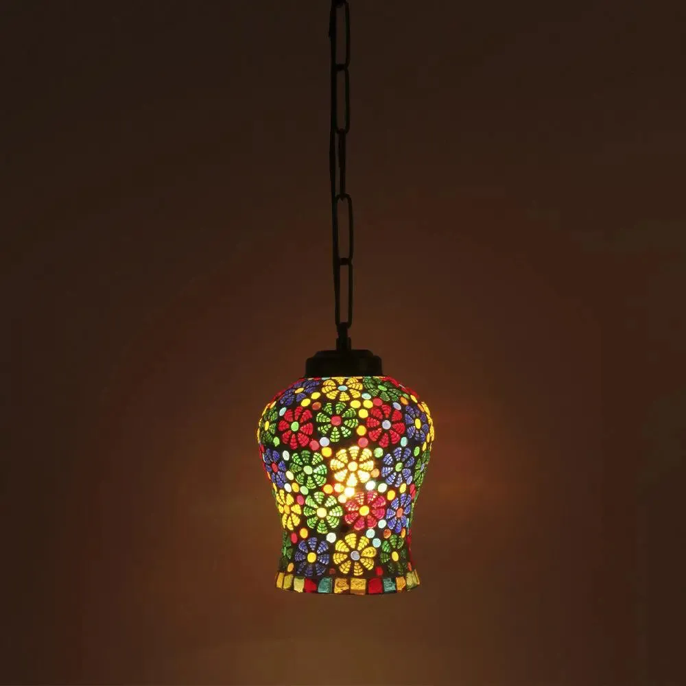 Tasteful Multicolor Mosaic Glass Hanging Light