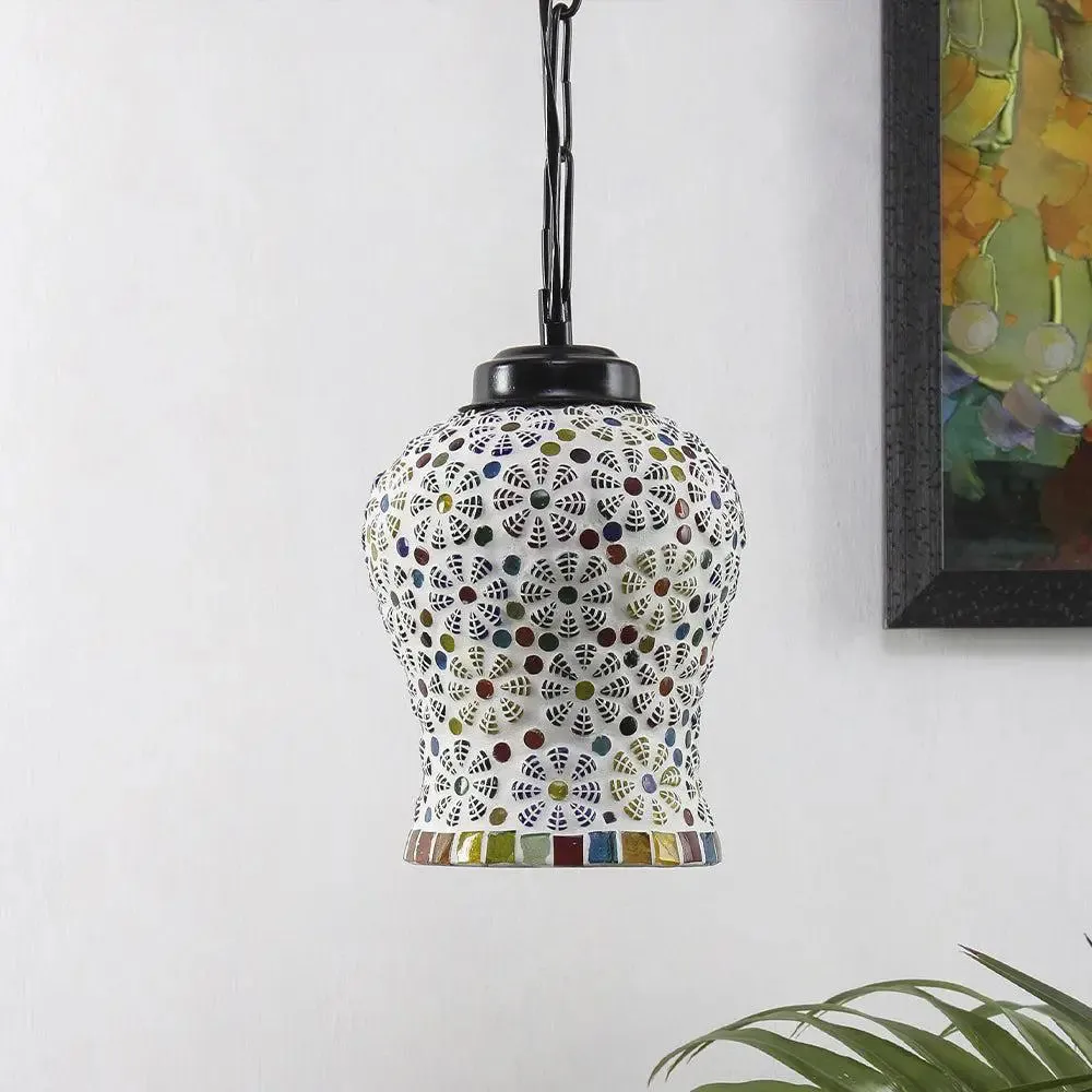Tasteful Multicolor Mosaic Glass Hanging Light