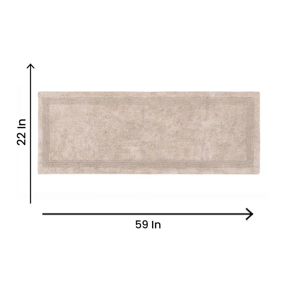 Taupe Bordered Cotton Bath Runner (50 x 150) cm