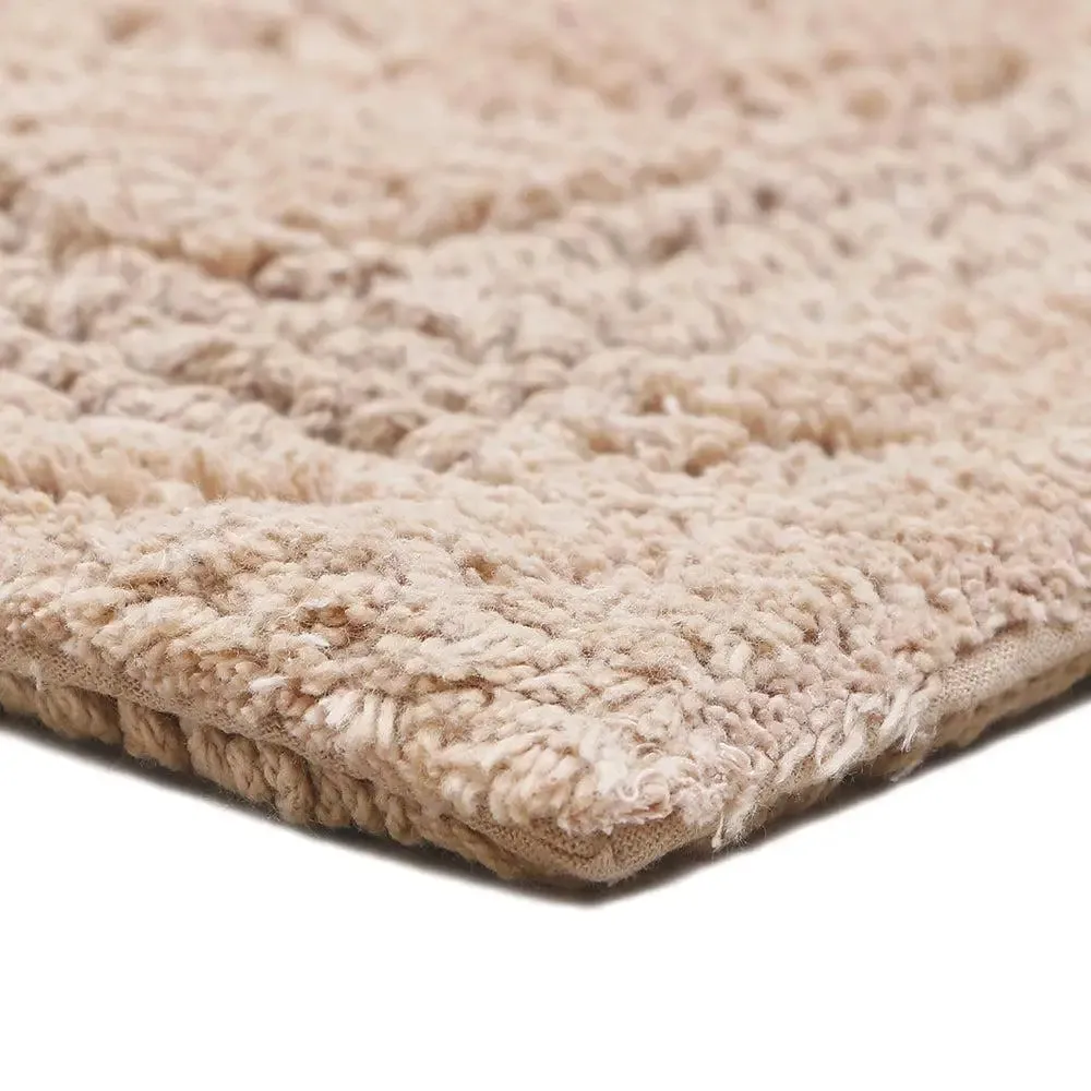 Taupe Bordered Cotton Bath Runner (50 x 150) cm