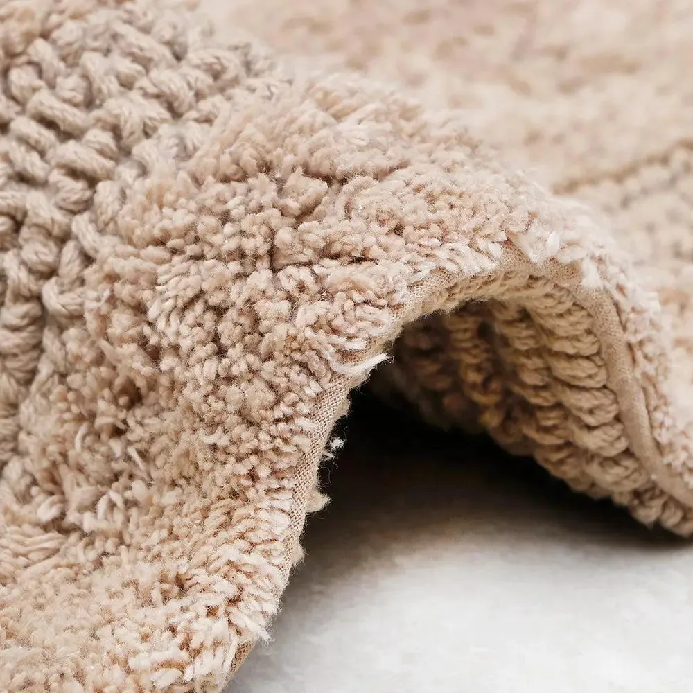 Taupe Bordered Cotton Bath Runner (50 x 150) cm