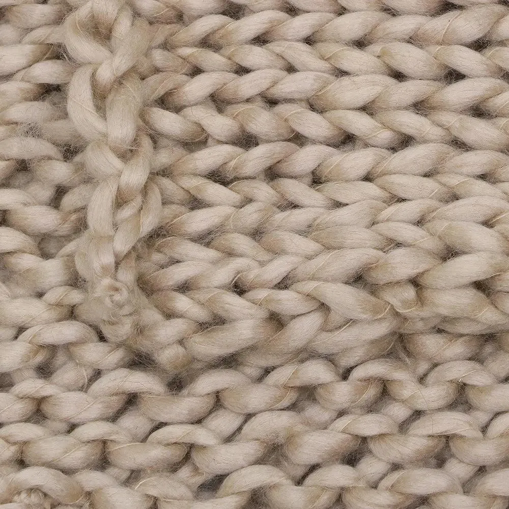 Taupe Chunky Knitted Acrylic & Woolen Throw