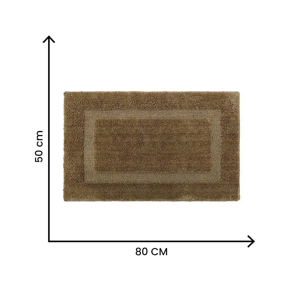 Taupe Microfibre Bordered Premium Bathmat