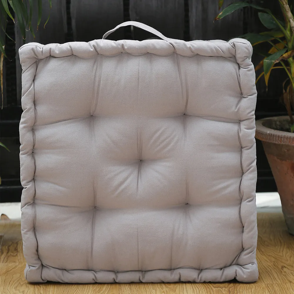 Taupe Plush Cotton Floor Cushion Matlas With Handle