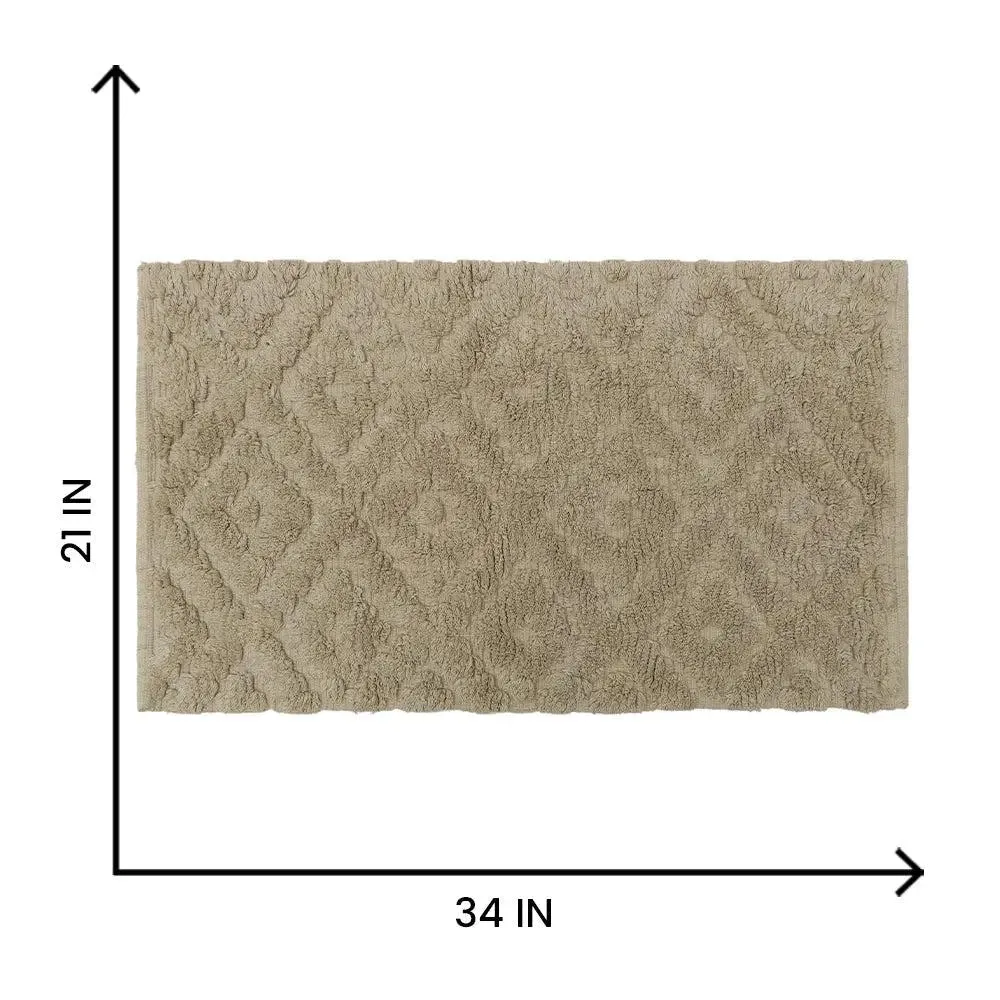 Taupe Textured Soft Cotton Bathmat (21 x 34) Inches