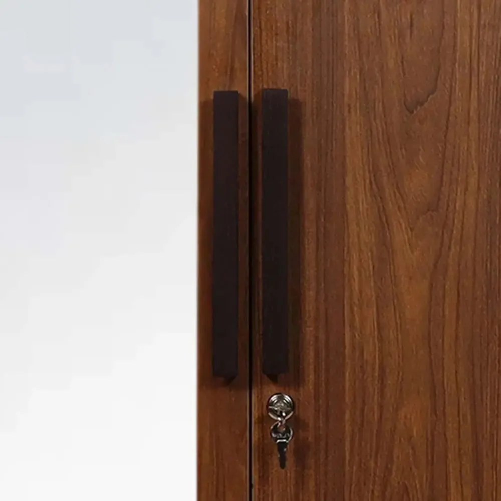 Teak Engineered 2 Door Wardrobe With Mirror