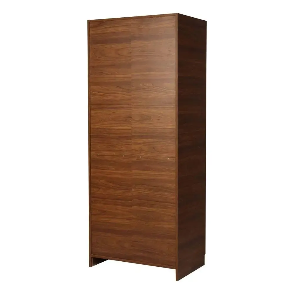 Teak Engineered Wood 2 Door Wardrobe With Drawer
